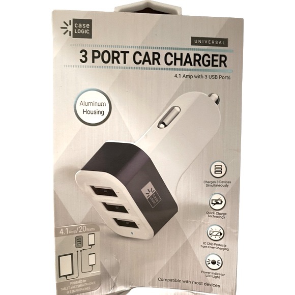 Case Logic 3 Port USB 4.1 Amp Universal Aluminum Housed Car Charger NWT - Picture 5 of 5